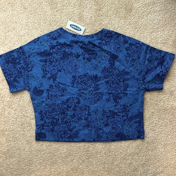 NWT Old Navy Girls Blue Floral Cropped Short Sleeve Top Size M - Picture 3 of 3